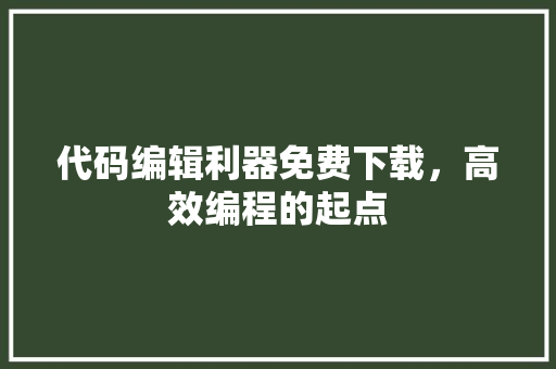 代码编辑利器免费下载，高效编程的起点