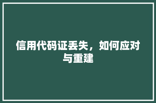 信用代码证丢失，如何应对与重建