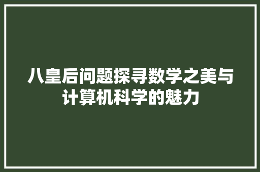 八皇后问题探寻数学之美与计算机科学的魅力