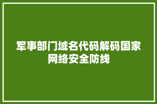 军事部门域名代码解码国家网络安全防线