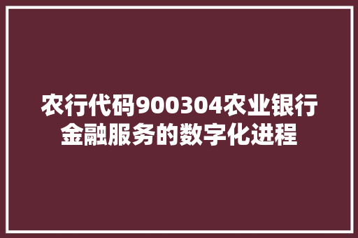 农行代码900304农业银行金融服务的数字化进程