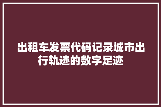 出租车发票代码记录城市出行轨迹的数字足迹