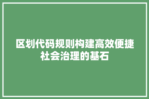 区划代码规则构建高效便捷社会治理的基石