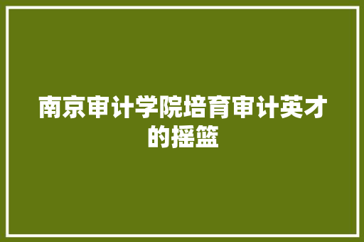 南京审计学院培育审计英才的摇篮