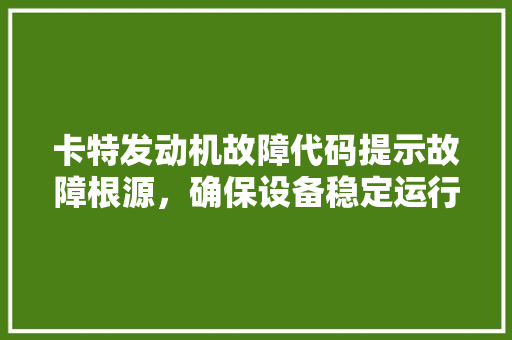 卡特发动机故障代码提示故障根源，确保设备稳定运行