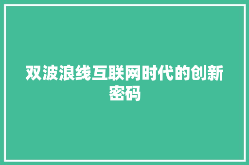 双波浪线互联网时代的创新密码