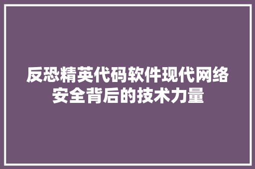 反恐精英代码软件现代网络安全背后的技术力量