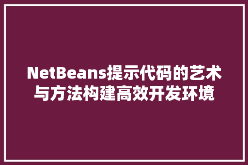 NetBeans提示代码的艺术与方法构建高效开发环境