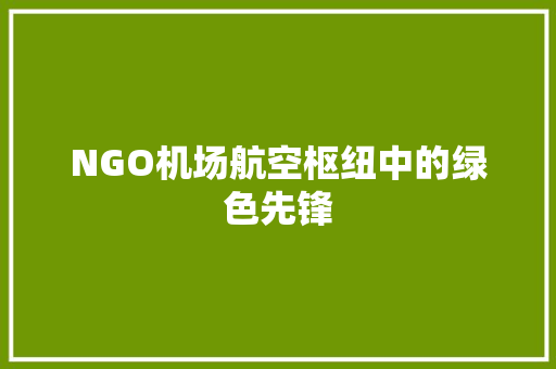 NGO机场航空枢纽中的绿色先锋