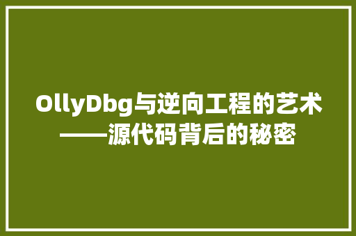 OllyDbg与逆向工程的艺术——源代码背后的秘密