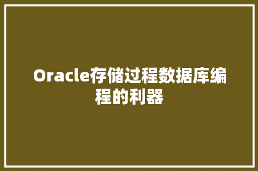 Oracle存储过程数据库编程的利器