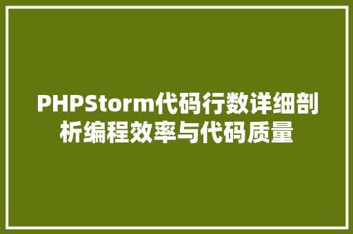 PHPStorm代码行数详细剖析编程效率与代码质量