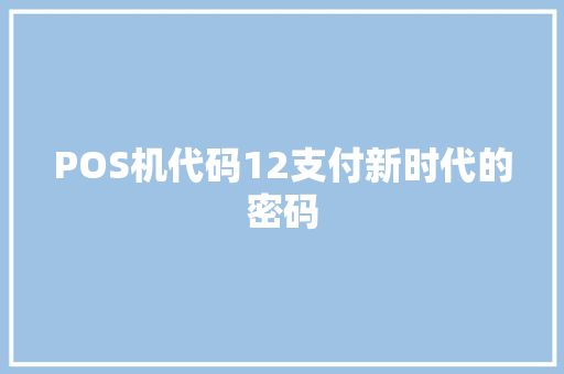 POS机代码12支付新时代的密码