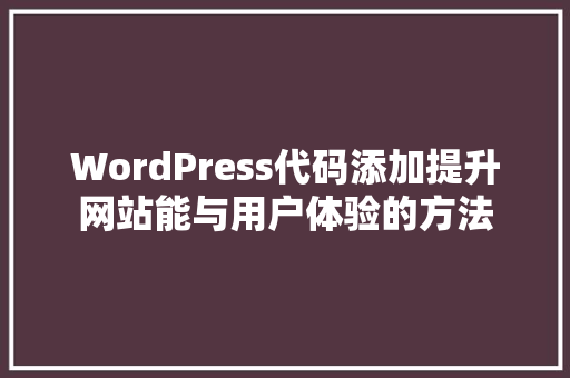 WordPress代码添加提升网站能与用户体验的方法