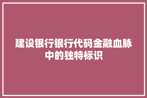 建设银行银行代码金融血脉中的独特标识