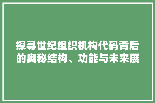 探寻世纪组织机构代码背后的奥秘结构、功能与未来展望