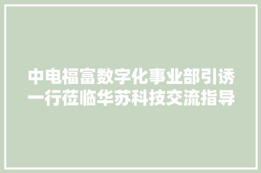 中电福富数字化事业部引诱一行莅临华苏科技交流指导