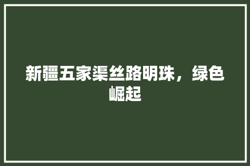 新疆五家渠丝路明珠，绿色崛起