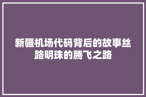 新疆机场代码背后的故事丝路明珠的腾飞之路