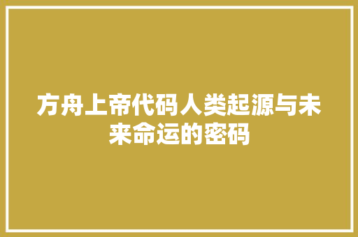 方舟上帝代码人类起源与未来命运的密码