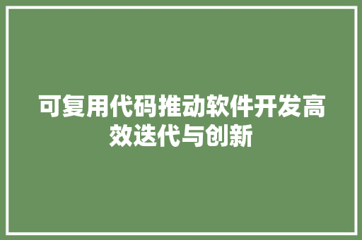 可复用代码推动软件开发高效迭代与创新