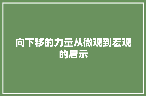 向下移的力量从微观到宏观的启示