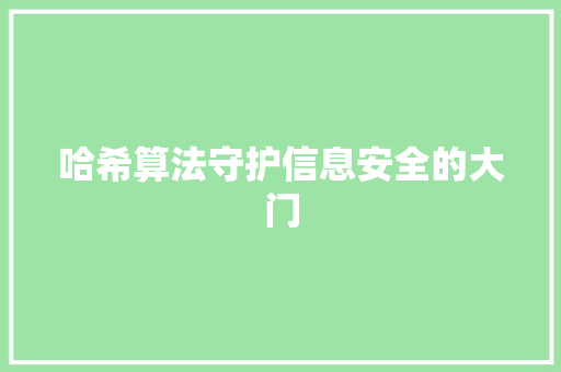 哈希算法守护信息安全的大门