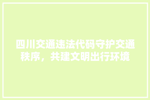 四川交通违法代码守护交通秩序，共建文明出行环境