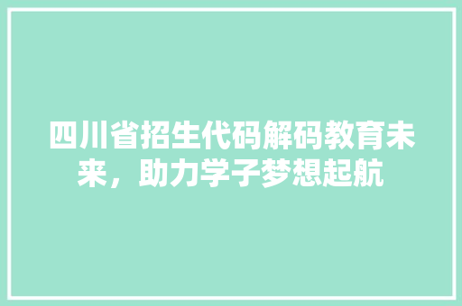 四川省招生代码解码教育未来，助力学子梦想起航