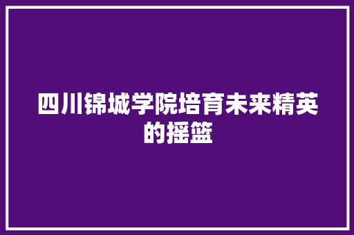 四川锦城学院培育未来精英的摇篮