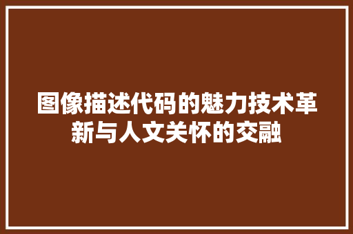 图像描述代码的魅力技术革新与人文关怀的交融