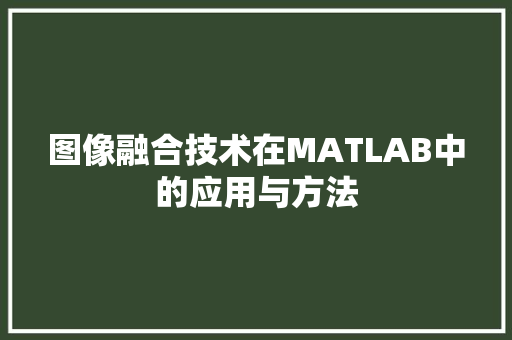 图像融合技术在MATLAB中的应用与方法