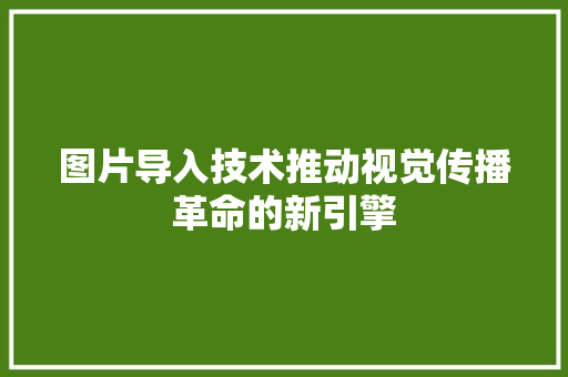 图片导入技术推动视觉传播革命的新引擎