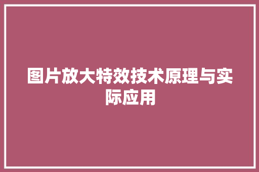 图片放大特效技术原理与实际应用