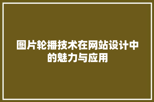 图片轮播技术在网站设计中的魅力与应用