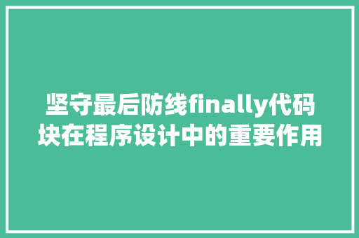 坚守最后防线finally代码块在程序设计中的重要作用