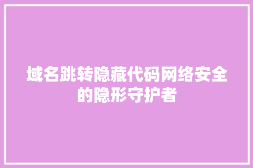 域名跳转隐藏代码网络安全的隐形守护者