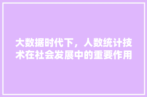 大数据时代下，人数统计技术在社会发展中的重要作用