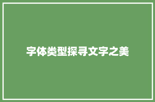 字体类型探寻文字之美