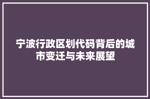 宁波行政区划代码背后的城市变迁与未来展望