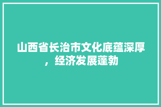 山西省长治市文化底蕴深厚，经济发展蓬勃