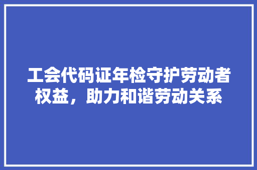 工会代码证年检守护劳动者权益，助力和谐劳动关系