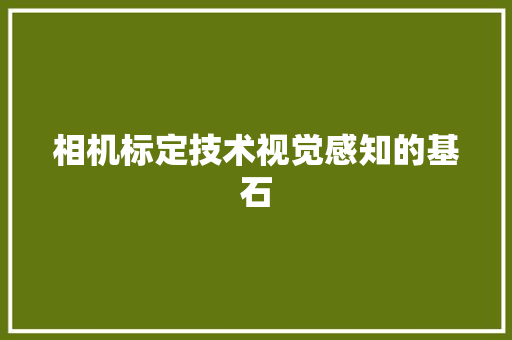 相机标定技术视觉感知的基石