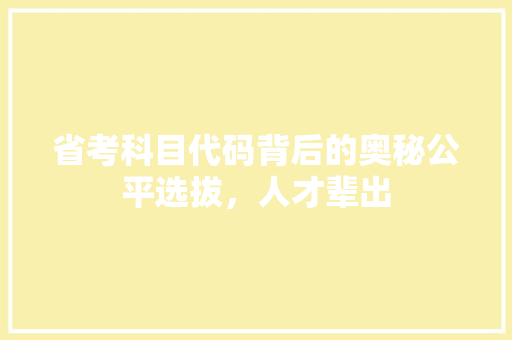 省考科目代码背后的奥秘公平选拔，人才辈出