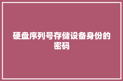 硬盘序列号存储设备身份的密码