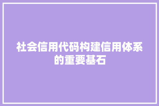 社会信用代码构建信用体系的重要基石