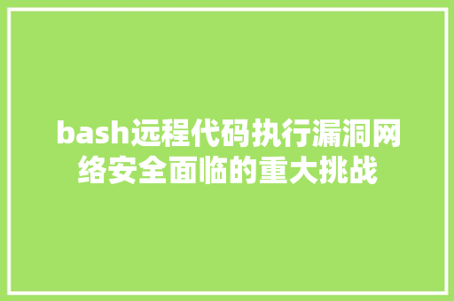 bash远程代码执行漏洞网络安全面临的重大挑战