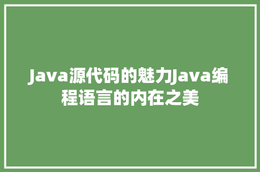 Java源代码的魅力Java编程语言的内在之美