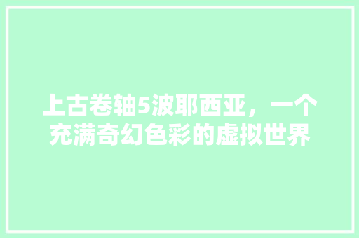 上古卷轴5波耶西亚，一个充满奇幻色彩的虚拟世界