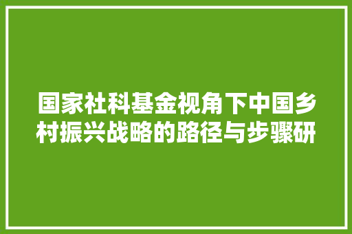 国家社科基金视角下中国乡村振兴战略的路径与步骤研究